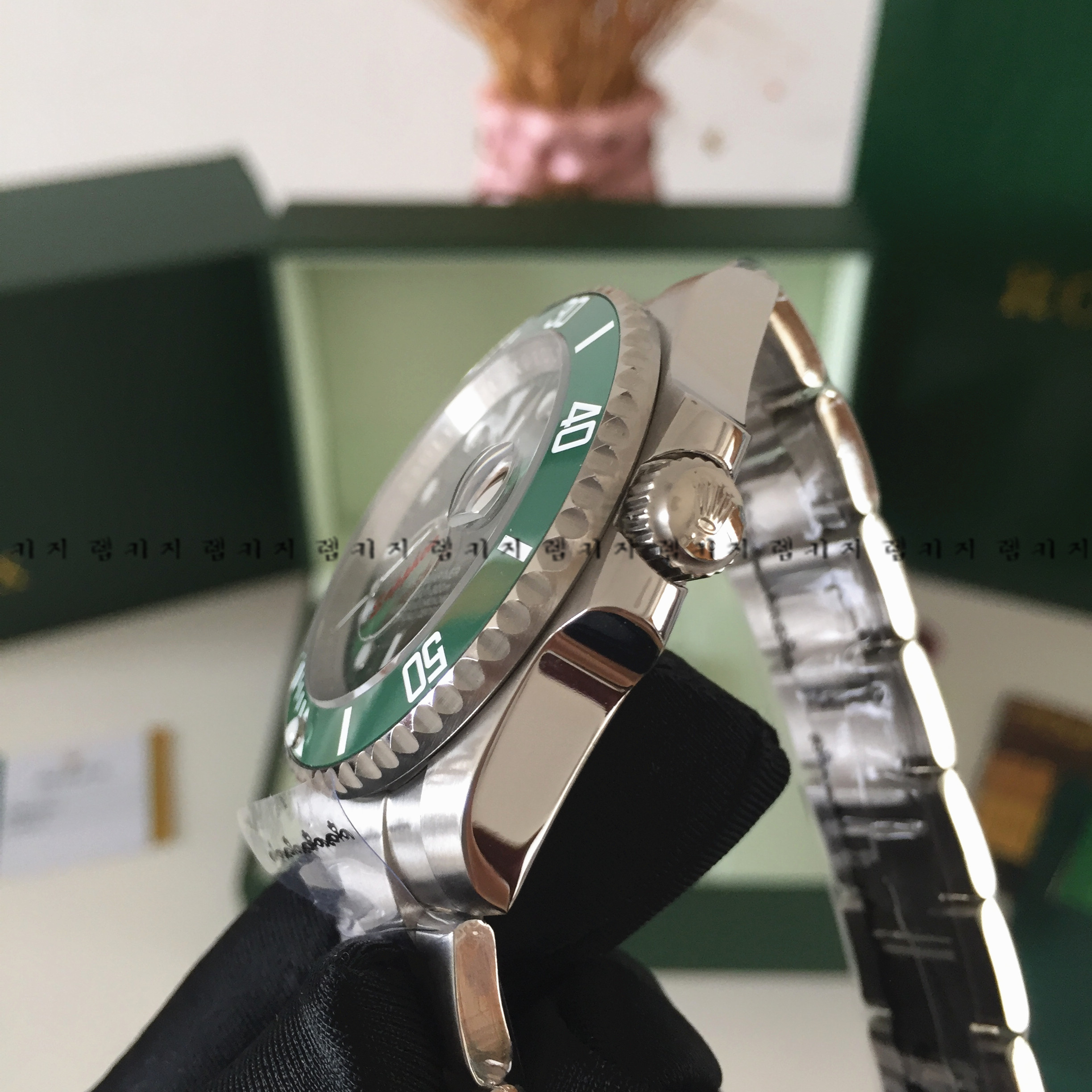 로렉스 서브마리너 그린다이얼 은장 메탈시계